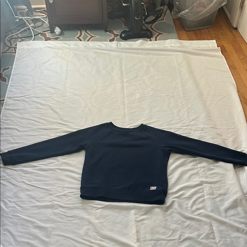 SPAO Navy Blue Fleece Crewneck Sweatshirt | Cotton Blend | Size FS